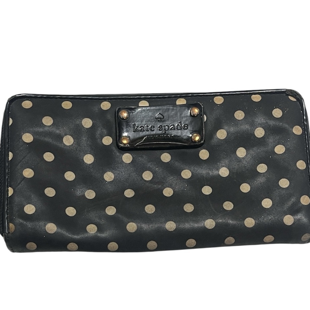 Kate Spade Black and Tan Polka Dot Wallet
